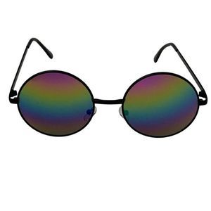 6129 | Black Rainbow Lens Circle Sunglasses